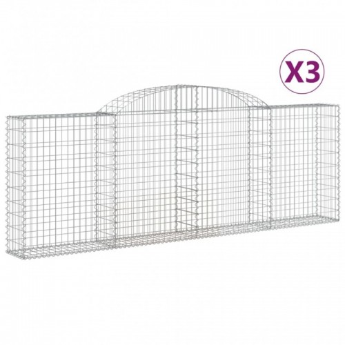 3 db íves horganyzott vas gabion kosár 300 x 30 x 100|120 cm