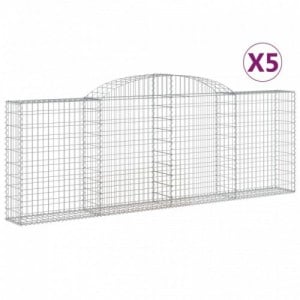 5 db íves horganyzott vas gabion kosár 300 x 30 x 100|120 cm