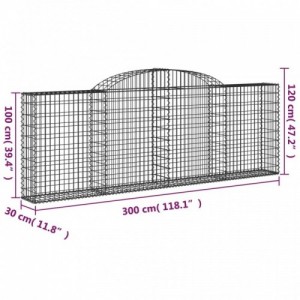 6 db íves horganyzott vas gabion kosár 300 x 30 x 100|120 cm