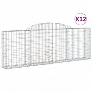 12 db íves horganyzott vas gabion kosár 300 x 30 x 100|120 cm