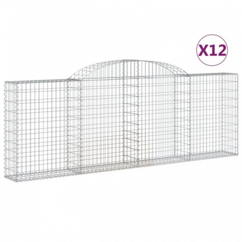 12 db íves horganyzott vas gabion kosár 300 x 30 x 100|120 cm