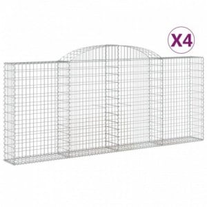 4 db íves horganyzott vas gabion kosár 300x30x120|140 cm