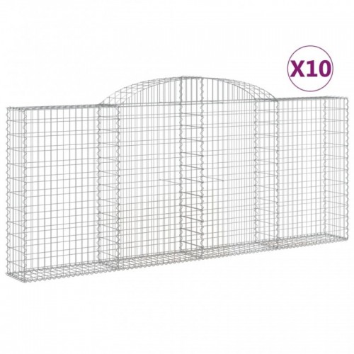 10 db íves horganyzott vas gabion kosár 300x30x120|140 cm