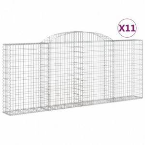 11 db íves horganyzott vas gabion kosár 300x30x120|140 cm