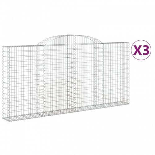 3 db íves horganyzott vas gabion kosár 300x30x140|160 cm