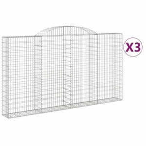 3 db íves horganyzott vas gabion kosár 300x30x160|180 cm