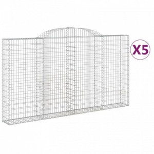 5 db íves horganyzott vas gabion kosár 300x30x160|180 cm