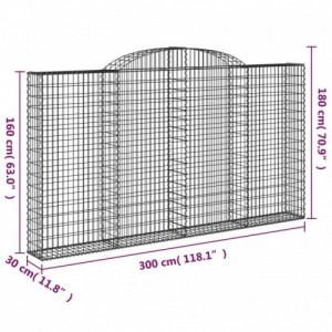 5 db íves horganyzott vas gabion kosár 300x30x160|180 cm