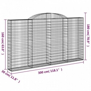 6 db íves horganyzott vas gabion kosár 300x30x160|180 cm