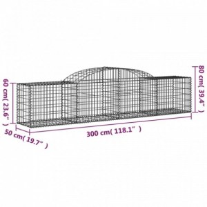 2 db íves horganyzott vas gabion kosár 300x50x60|80 cm