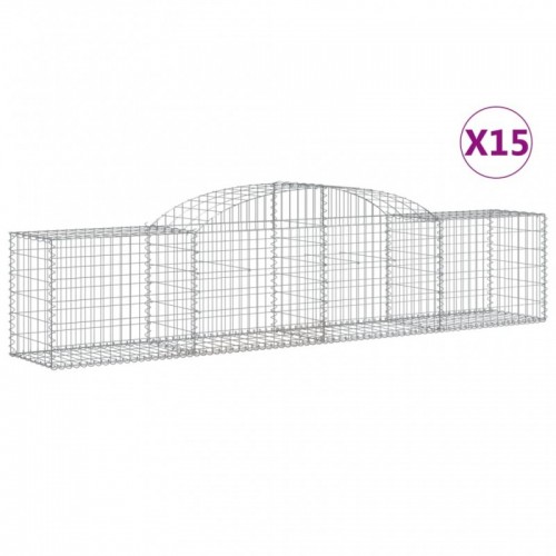 15 db íves horganyzott vas gabion kosár 300x50x60|80 cm