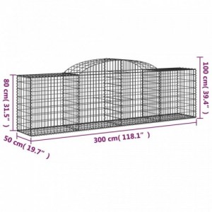 2 db íves horganyzott vas gabion kosár 300x50x80|100 cm