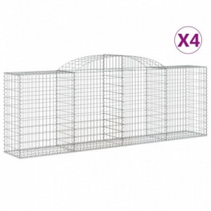 4 db íves horganyzott vas gabion kosár 300 x 50 x 100|120 cm