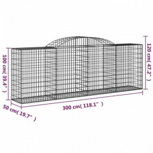 4 db íves horganyzott vas gabion kosár 300 x 50 x 100|120 cm