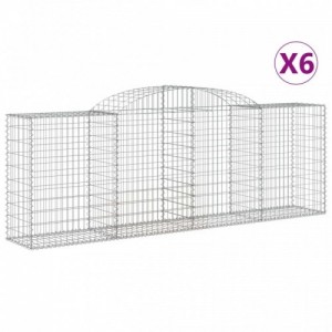 6 db íves horganyzott vas gabion kosár 300 x 50 x 100|120 cm