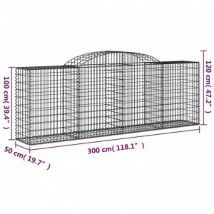 7 db íves horganyzott vas gabion kosár 300 x 50 x 100|120 cm