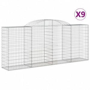 9 db íves horganyzott vas gabion kosár 300x50x120|140 cm