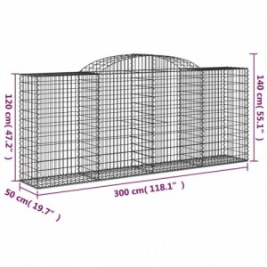 9 db íves horganyzott vas gabion kosár 300x50x120|140 cm