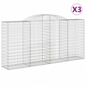 3 db íves horganyzott vas gabion kosár 300x50x140|160 cm