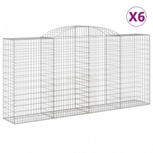 6 db íves horganyzott vas gabion kosár 300x50x140|160 cm