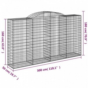 2 db íves horganyzott vas gabion kosár 300x50x160|180 cm