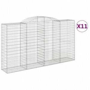 11 db íves horganyzott vas gabion kosár 300x50x160|180 cm