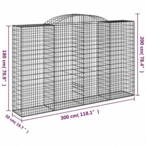 2 db íves horganyzott vas gabion kosár 300x50x180|200 cm