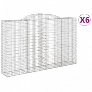 6 db íves horganyzott vas gabion kosár 300x50x180|200 cm