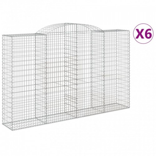 6 db íves horganyzott vas gabion kosár 300x50x180|200 cm