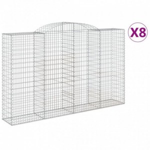 8 db íves horganyzott vas gabion kosár 300x50x180|200 cm