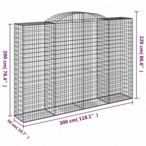 5 db íves horganyzott vas gabion kosár 300x50x200|220 cm