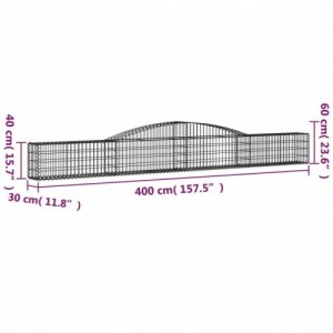 3 db íves horganyzott vas gabion kosár 400x30x40|60 cm