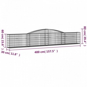 20 db íves horganyzott vas gabion kosár 400x30x60|80 cm