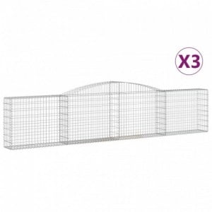 3 db íves horganyzott vas gabion kosár 400x30x80|100 cm