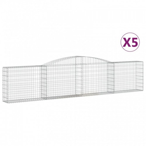 5 db íves horganyzott vas gabion kosár 400x30x80|100 cm