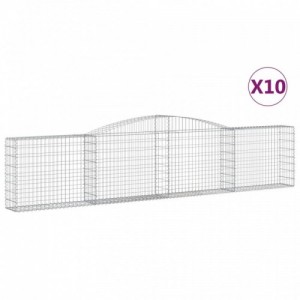 10 db íves horganyzott vas gabion kosár 400x30x80|100 cm