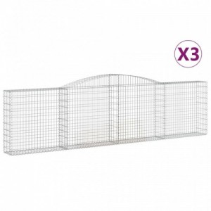 3 db íves horganyzott vas gabion kosár 400x30x100|120 cm