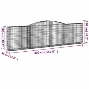 3 db íves horganyzott vas gabion kosár 400x30x100|120 cm