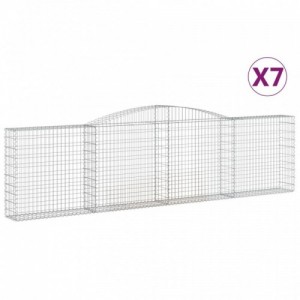 7 db íves horganyzott vas gabion kosár 400x30x100|120 cm