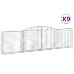 9 db íves horganyzott vas gabion kosár 400x30x100|120 cm