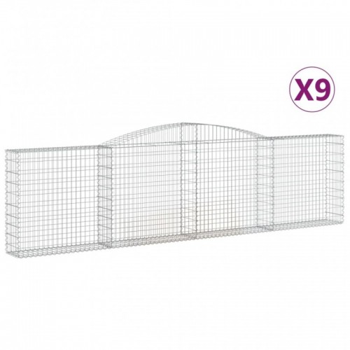 9 db íves horganyzott vas gabion kosár 400x30x100|120 cm