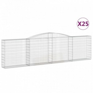 25 db íves horganyzott vas gabion kosár 400x30x100|120 cm