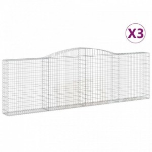 3 db íves horganyzott vas gabion kosár 400x30x120|140 cm