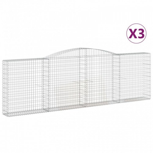 3 db íves horganyzott vas gabion kosár 400x30x120|140 cm