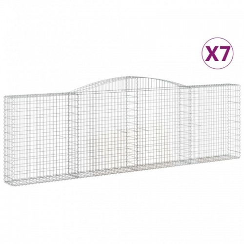 7 db íves horganyzott vas gabion kosár 400x30x120|140 cm