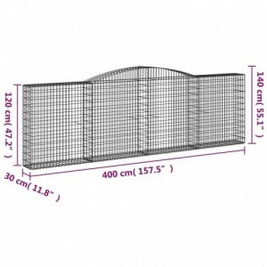 8 db íves horganyzott vas gabion kosár 400x30x120|140 cm