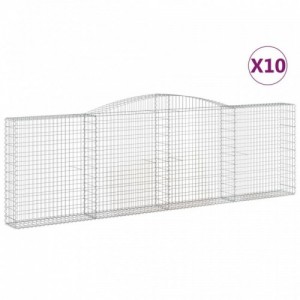 10 db íves horganyzott vas gabion kosár 400x30x120|140 cm