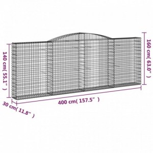 7 db íves horganyzott vas gabion kosár 400x30x140|160 cm