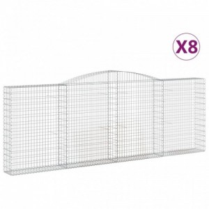 8 db íves horganyzott vas gabion kosár 400x30x140|160 cm