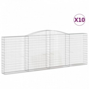 10 db íves horganyzott vas gabion kosár 400x30x140|160 cm